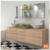 Bathroom Furniture Set with Tap and Washbasin Beige