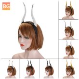 Halloween Stereo Devil Horn Headband with Cosplay Hair