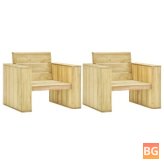 89x76x76 Garden Chairs with Impregnated Wood