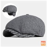 Woolen Thicken Warm Octagonal Hat - British Fashion Ear Protection Earmuffs - Windproof Newsboy Hat - Flat Hat
