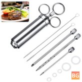 60ml Meat Injector - Stainless Steel BBQ Meat Injector Marinade Syringe