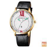 Business Casual Watch with Alloy Frame and PU Leather Band