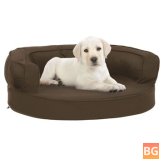 Dog Bed - Ergonomic Linen Look - 60x42 cm Brown