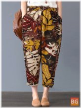 Boho Floral Cotton Pants with Pockets