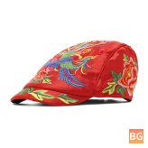 Vintage Ethnic FloralEmbroidery Beret Hat