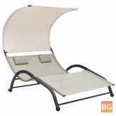 Sun Lounger with Canopy - Cream