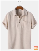 Solid Color Lapel Henley Shirt for Men