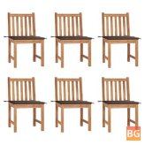 6-Piece Garden Chairs with Cushions - Teak