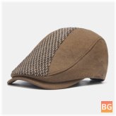 Knitted Newsboy Hats - Splicing Curved Brim Adjustable Berets Driver Hat