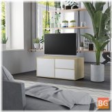 TV Cabinet - White and Sonoma Oak 31.5
