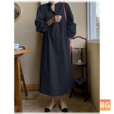 Button-Up Shirt Dress with Slits at Side