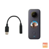 For Insta360 ONE X2 Audio Adapter - Type C to 3.5mm External Microphone