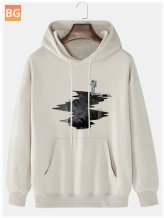 Print Cotton Hoodie with Pocket - Mens