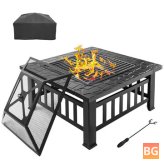 32" Square Fire Pit with Mesh Lid and Poker