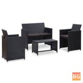 Garden Loo Set with Cushions - Poly Rattan Brown