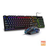 104 Keys Wired Gaming Keyboard and Mouse Set with Waterproof Silent Changing Backlight Mouse for Desktop PC