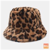 Woolen Bucket Hat with Leopard Pattern
