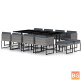 13-Piece Rattan Garden Dining Set with Cushions (Gray)