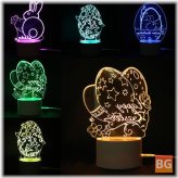LED Night Light for Home - 3D Illusion Easter Egg Rabbit