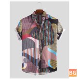 Short Sleeves Men's T-Shirts with Colored Stripes