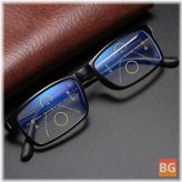 Reading Glasses with Progressive Auto Zoom and Blue Light Protection
