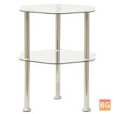2-Tier Stainless Steel Side Table - Tempered Glass