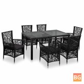 Outdoor Dining Set - Poly Rattan Black
