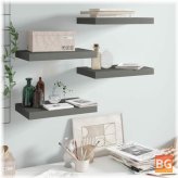 High Gloss Gray Floating Wall Shelf - 15.7