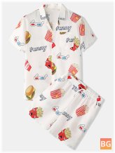 Print Pajama Set for Men - Two Pieces