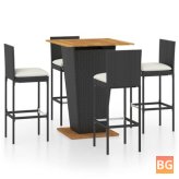 Patio Bar Set with Cushions - Poly Rattan