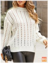 Women's Solid Hollow Long Sleeve Sweater