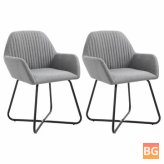 2pc Light Gray Fabric Dining Chairs