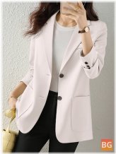 Lapel Blazer with Solid Button Front Pocket