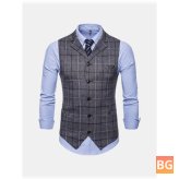 Business Casual Suit Collar Vest with Waistcoat - Pure Color