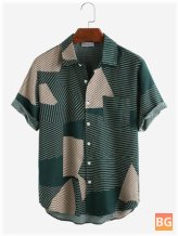 Color Block Stripe Men's Casual Shirts