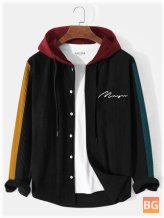 Printed Corduroy Hooded Jackets for Men