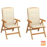 2 pcs Garden Chairs with Cushions and Wood