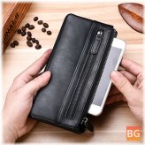 Solid Leather Phone Wallet with 11 Card Slots for Men