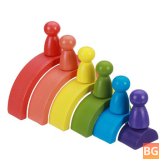 Rainbow Arched Building Block Set - Wooden Children's Educational Building Blocks
