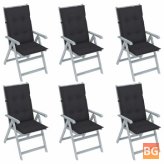 Garden Reclining Chairs 6 pcs with Cushions, Solid Acacia Wood