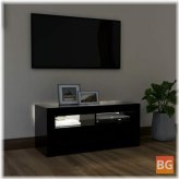 TV Cabinet with LED Lights - Black 35.4