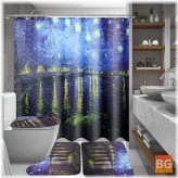 Shower Curtain Set with Lid and Toilet Cover