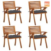 Chairs with Cushions - 4 Pcs Solid Acacia Wood