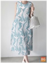 Print Dress with Wave Pattern