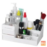 Beauty Cosmetic Storage Box Organizer with Drawer - Black