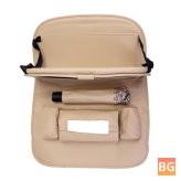 Leather Car Seat Back Food Table Storage Bag with Multi-functional Phone Organizer
