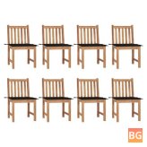 8-Piece Garden Chair Set with Cushions - Solid Teak Wood
