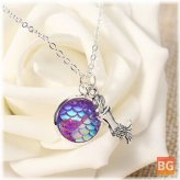 Time Gemstone Mermaid Pendant Necklace for Women
