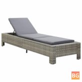 Sunbed with Cushion Gray Poly Cotton