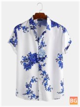 Floral Print Men's Relaxed Short Sleeve Shirts